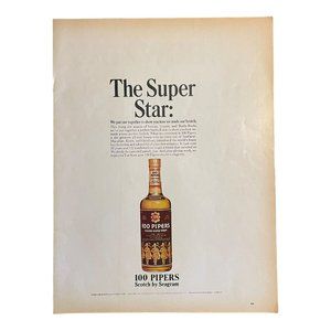1966 Seagrams 100 Pipers Scotch Whiskey Vintage Print Ad The Super Star